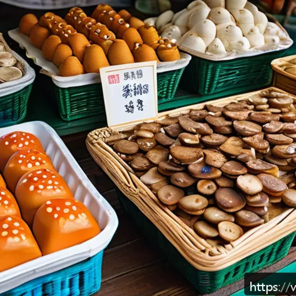 대체육 요리 시 자주 묻는 질문 - A vibrant Vietnamese vegetarian market scene showcasing fresh tofu blocks, various types of mushroom...